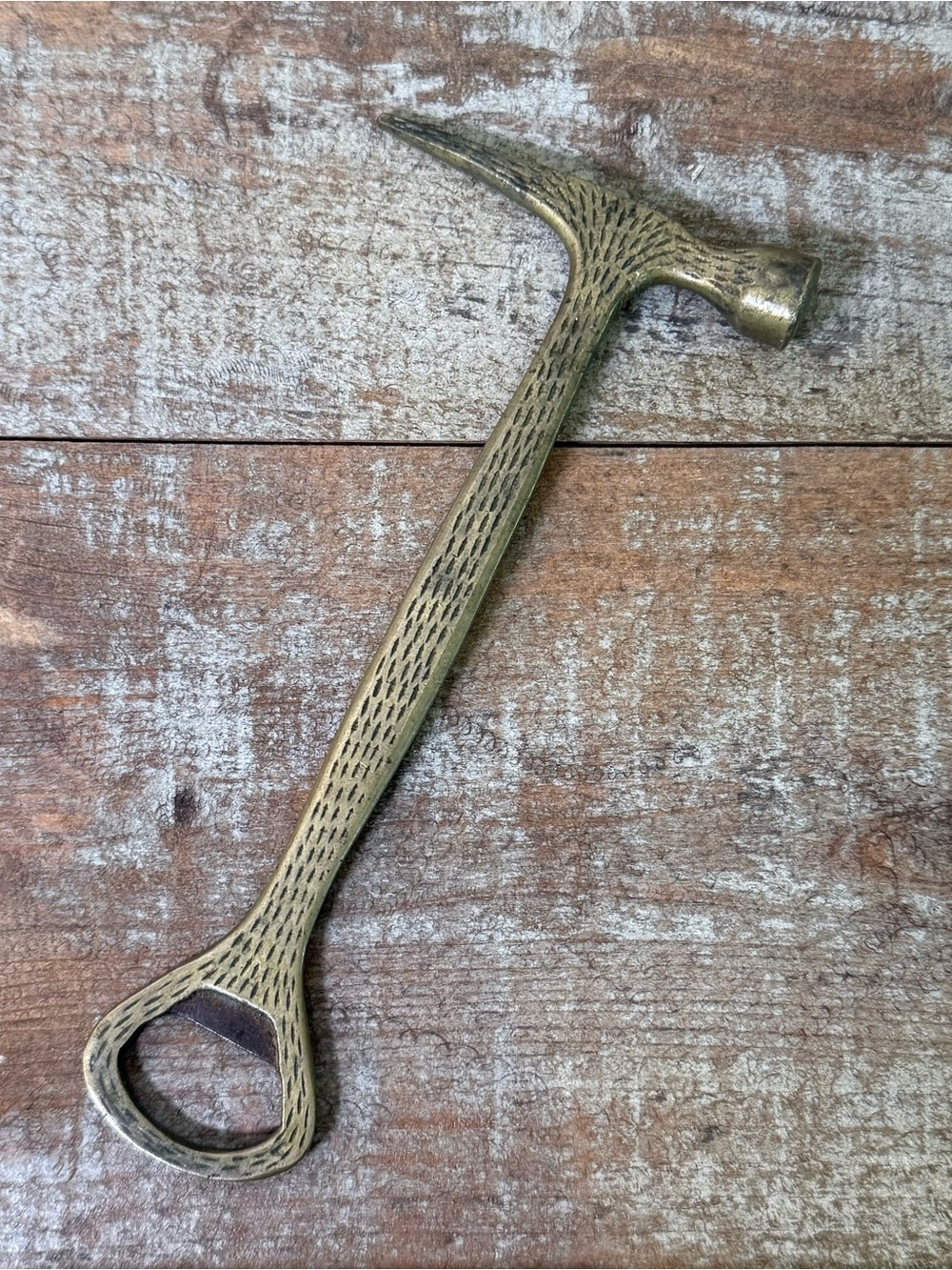 Vintage Etched Brass Hammer Bottle Opener Man Cave Decor Father’s Day Gift
